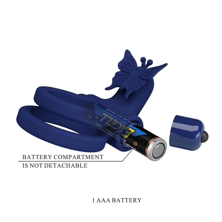 PRETTY LOVE - JAMELE DOPPELRING MIT VIBRATION  SCHMETTERLINGSTIMULATOR BLAU